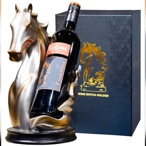 NWT Yellow Gold Silver Horse Wine Bottle Holder